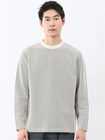 バーズアイジャガード クルーネック長袖Tシャツ