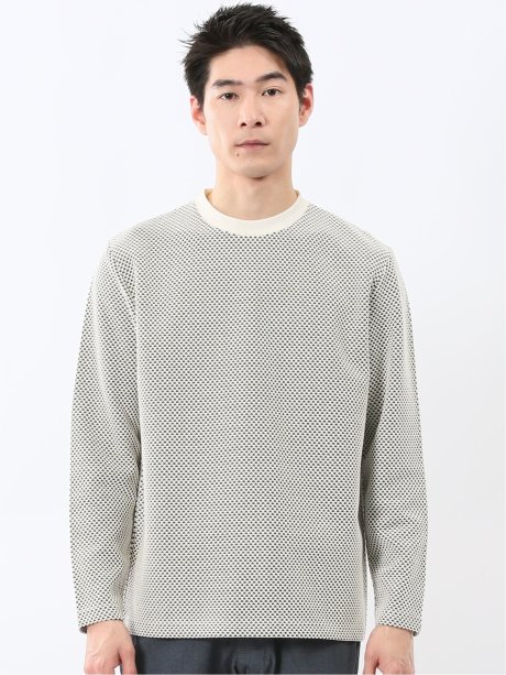 バーズアイジャガード クルーネック長袖Tシャツ