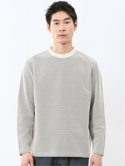 バーズアイジャガード クルーネック長袖Tシャツ