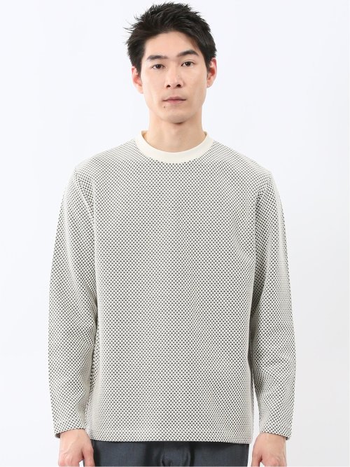 バーズアイジャガード クルーネック長袖Tシャツ