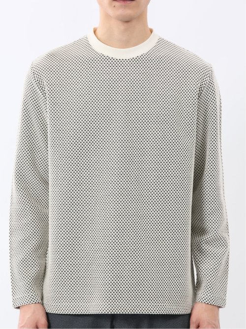 バーズアイジャガード クルーネック長袖Tシャツ