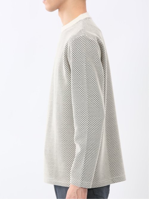 バーズアイジャガード クルーネック長袖Tシャツ