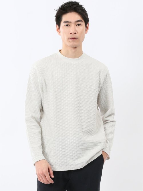 バーズアイジャガード クルーネック長袖Tシャツ