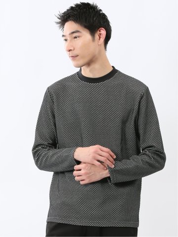 バーズアイジャガード クルーネック長袖Tシャツ
