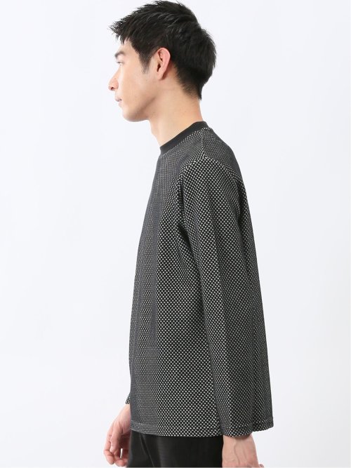 バーズアイジャガード クルーネック長袖Tシャツ