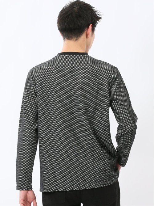 バーズアイジャガード クルーネック長袖Tシャツ