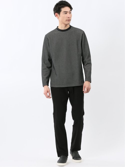 バーズアイジャガード クルーネック長袖Tシャツ