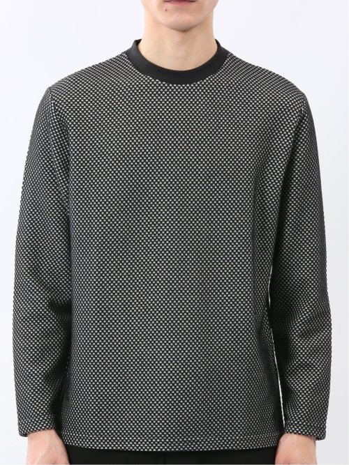 バーズアイジャガード クルーネック長袖Tシャツ