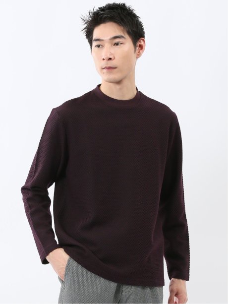 バーズアイジャガード クルーネック長袖Tシャツ