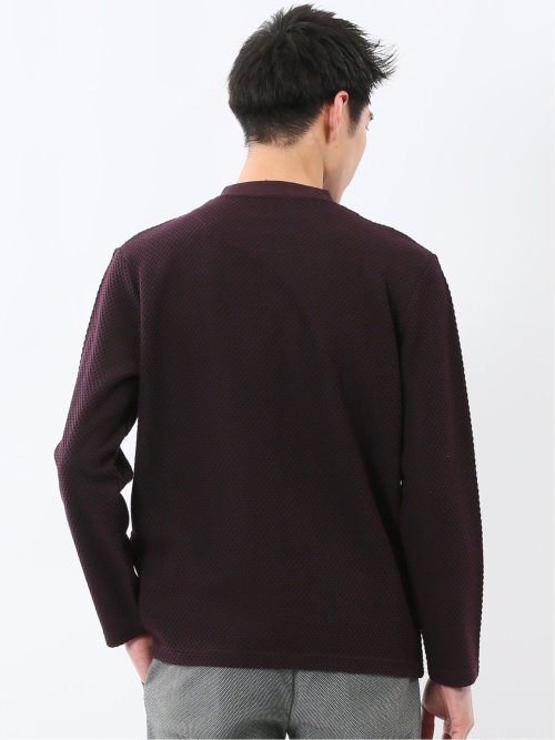 バーズアイジャガード クルーネック長袖Tシャツ