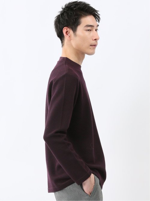 バーズアイジャガード クルーネック長袖Tシャツ