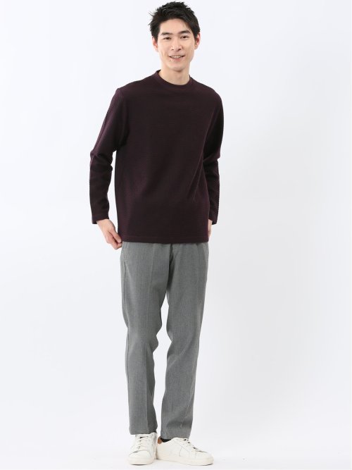 バーズアイジャガード クルーネック長袖Tシャツ