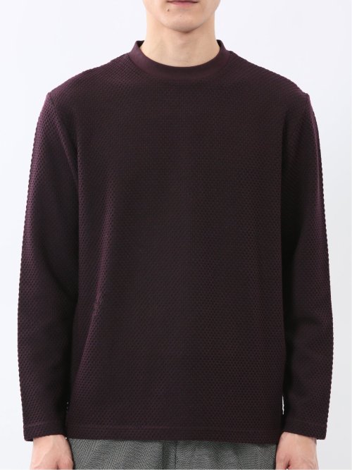 バーズアイジャガード クルーネック長袖Tシャツ