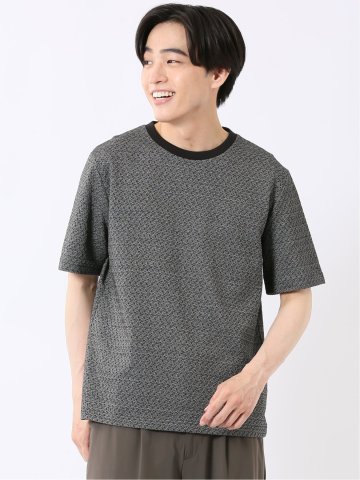ストレッチ ブリスター 杢ジャガード クルーネック 半袖 Tシャツ
