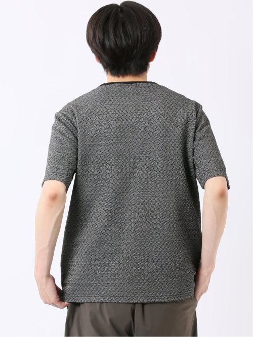 ストレッチ ブリスター 杢ジャガード クルーネック 半袖 Tシャツ