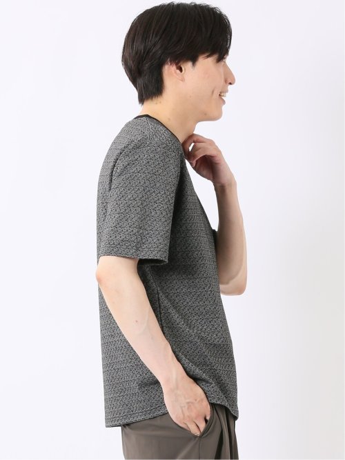 ストレッチ ブリスター 杢ジャガード クルーネック 半袖 Tシャツ