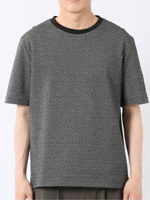ストレッチ ブリスター 杢ジャガード クルーネック 半袖 Tシャツ