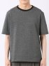 ストレッチ ブリスター 杢ジャガード クルーネック 半袖 Tシャツ