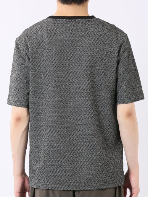ストレッチ ブリスター 杢ジャガード クルーネック 半袖 Tシャツ