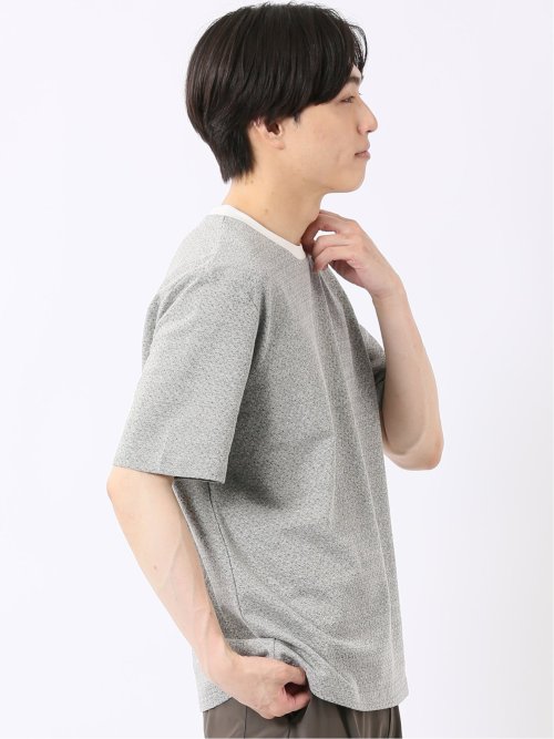 ストレッチ ブリスター 杢ジャガード 綿混 クルーネック 半袖 Tシャツ メンズ