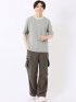ストレッチ ブリスター 杢ジャガード 綿混 クルーネック 半袖 Tシャツ メンズ