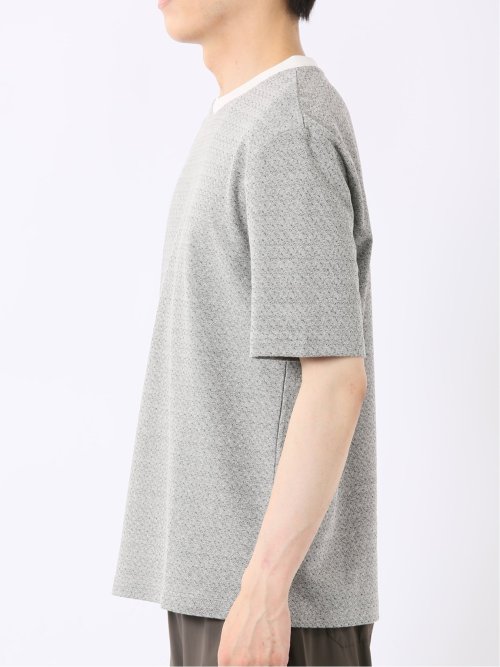 ストレッチ ブリスター 杢ジャガード 綿混 クルーネック 半袖 Tシャツ メンズ