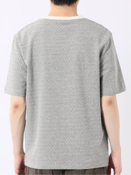 ストレッチ ブリスター 杢ジャガード 綿混 クルーネック 半袖 Tシャツ メンズ