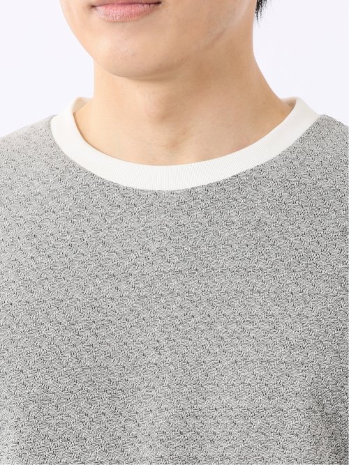 ストレッチ ブリスター 杢ジャガード 綿混 クルーネック 半袖 Tシャツ メンズ