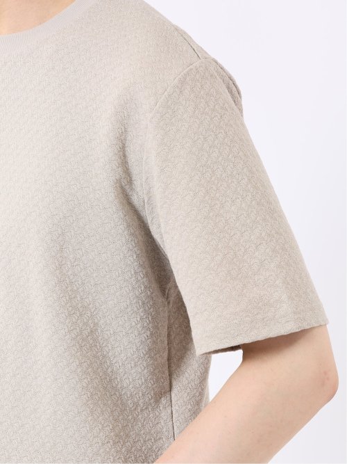 ストレッチ ブリスター 杢ジャガード クルーネック 半袖 Tシャツ