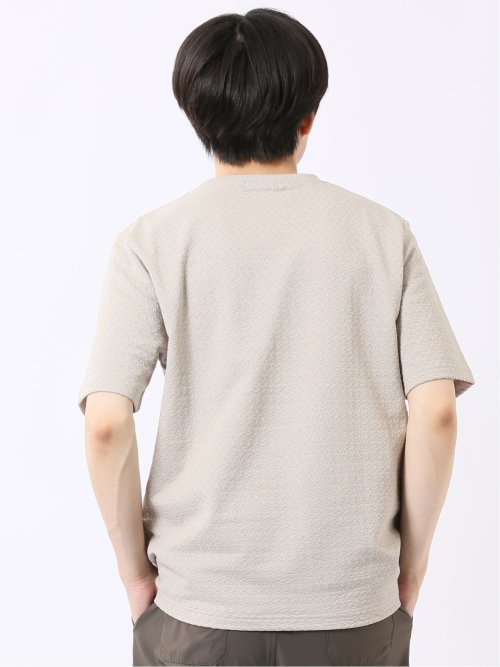 ストレッチ ブリスター 杢ジャガード クルーネック 半袖 Tシャツ
