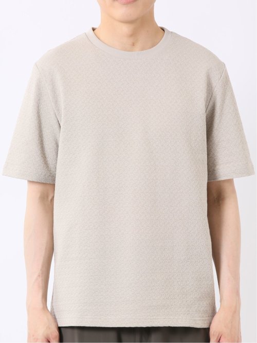 ストレッチ ブリスター 杢ジャガード クルーネック 半袖 Tシャツ