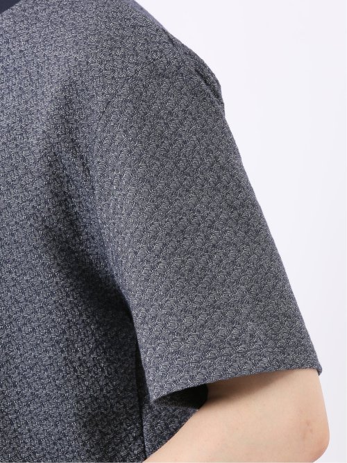 ストレッチ ブリスター 杢ジャガード 綿混 クルーネック 半袖 Tシャツ メンズ