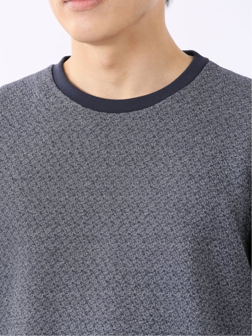 ストレッチ ブリスター 杢ジャガード 綿混 クルーネック 半袖 Tシャツ メンズ