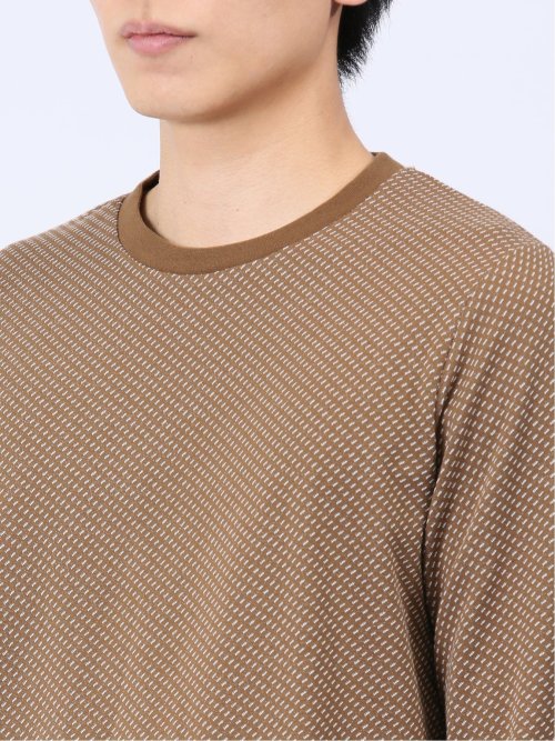 ジャガード バーズアイ クルーネック長袖Tシャツ