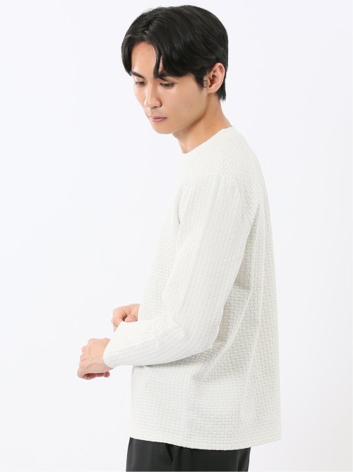 バスケットジャガード クルーネック長袖Tシャツ