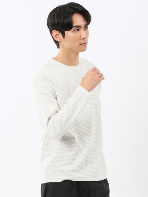 バスケットジャガード クルーネック長袖Tシャツ