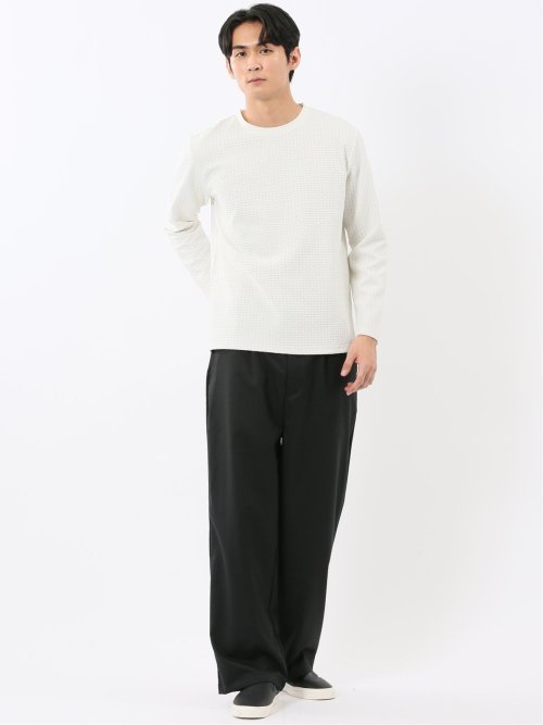 バスケットジャガード クルーネック長袖Tシャツ