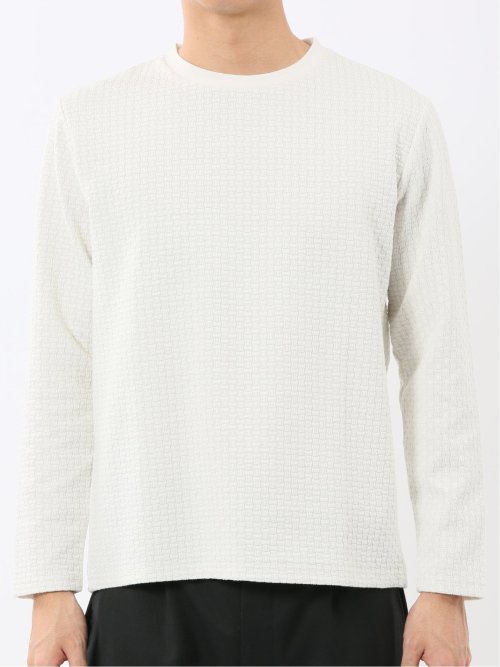 バスケットジャガード クルーネック長袖Tシャツ