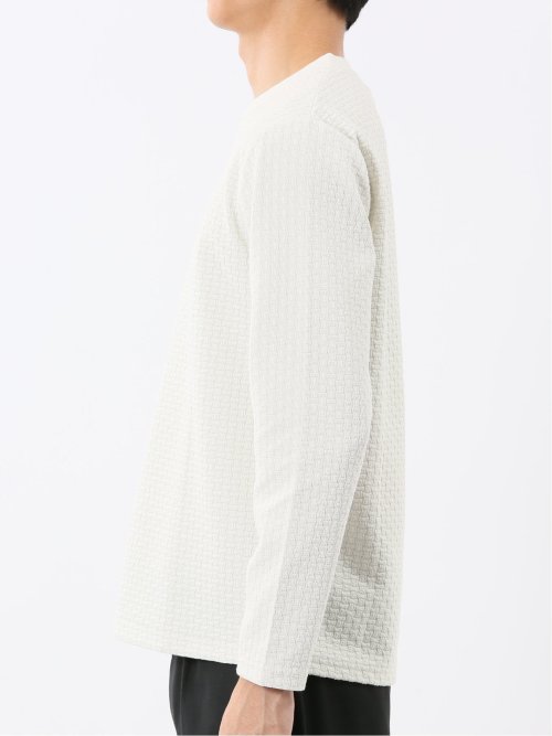 バスケットジャガード クルーネック長袖Tシャツ