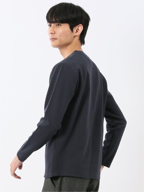 バスケットジャガード クルーネック長袖Tシャツ