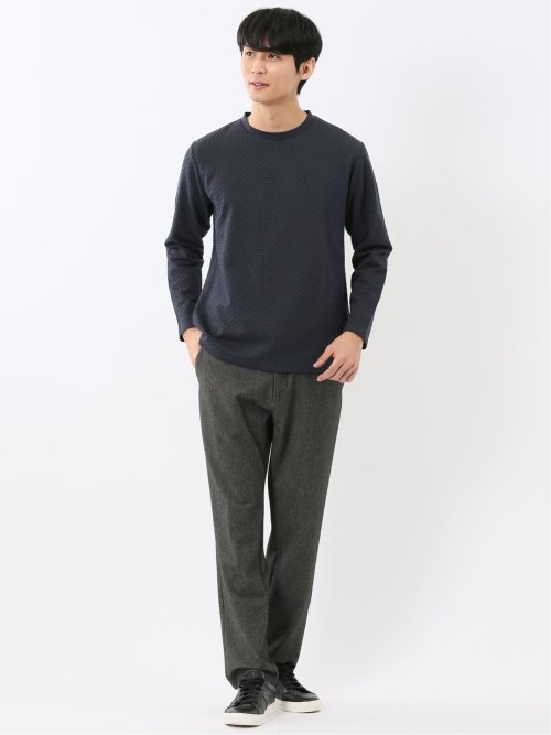 バスケットジャガード クルーネック長袖Tシャツ