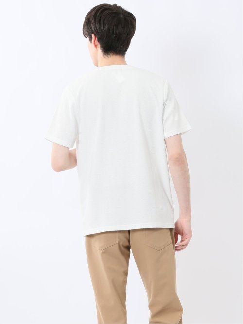 リンクスダイヤ柄ジャガード Vネック半袖Tシャツ