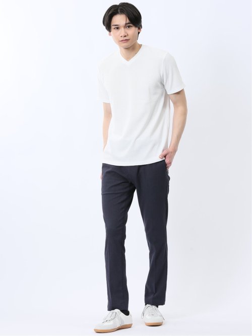 リンクスダイヤ柄ジャガード Vネック半袖Tシャツ