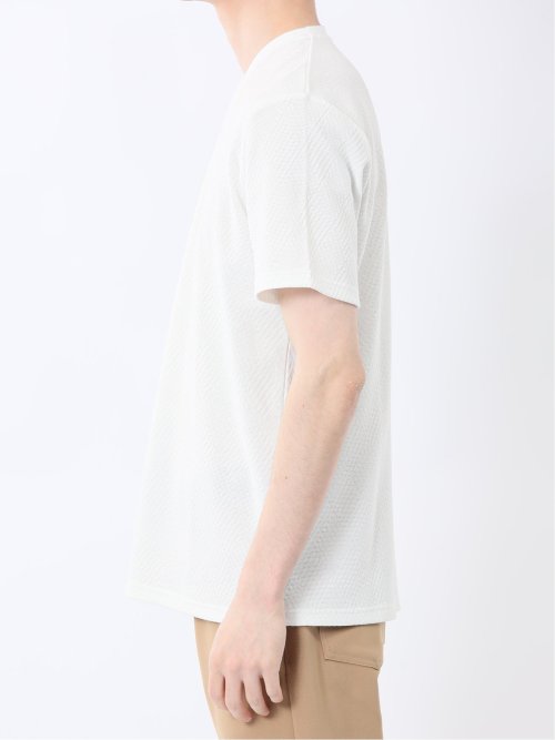 リンクスダイヤ柄ジャガード Vネック半袖Tシャツ