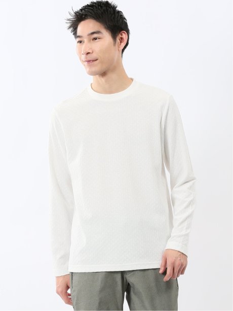 千鳥ジャガード クルーネック長袖Tシャツ