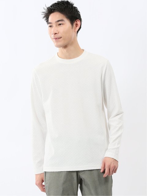 千鳥ジャガード クルーネック長袖Tシャツ