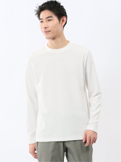 千鳥ジャガード クルーネック長袖Tシャツ