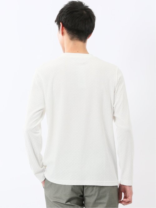 千鳥ジャガード クルーネック長袖Tシャツ