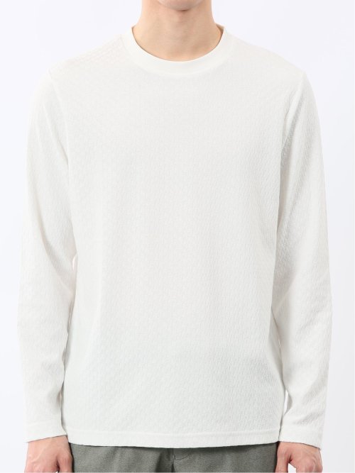 千鳥ジャガード クルーネック長袖Tシャツ