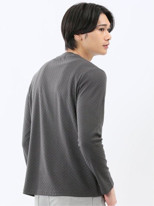 千鳥ジャガード クルーネック長袖Tシャツ